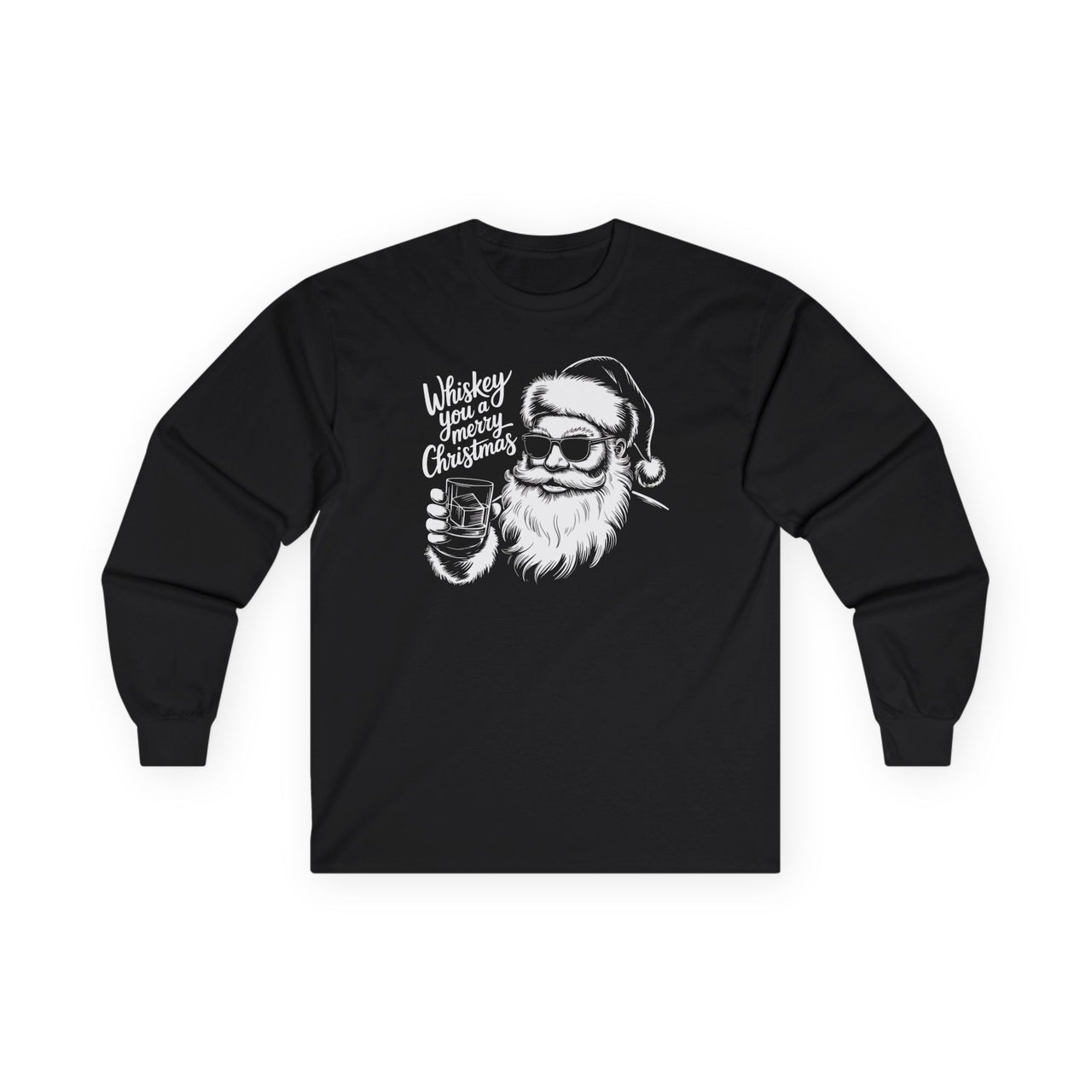 Whiskey You a Merry Christmas – Funny Santa Holiday Drinking Long Sleeve Tee
