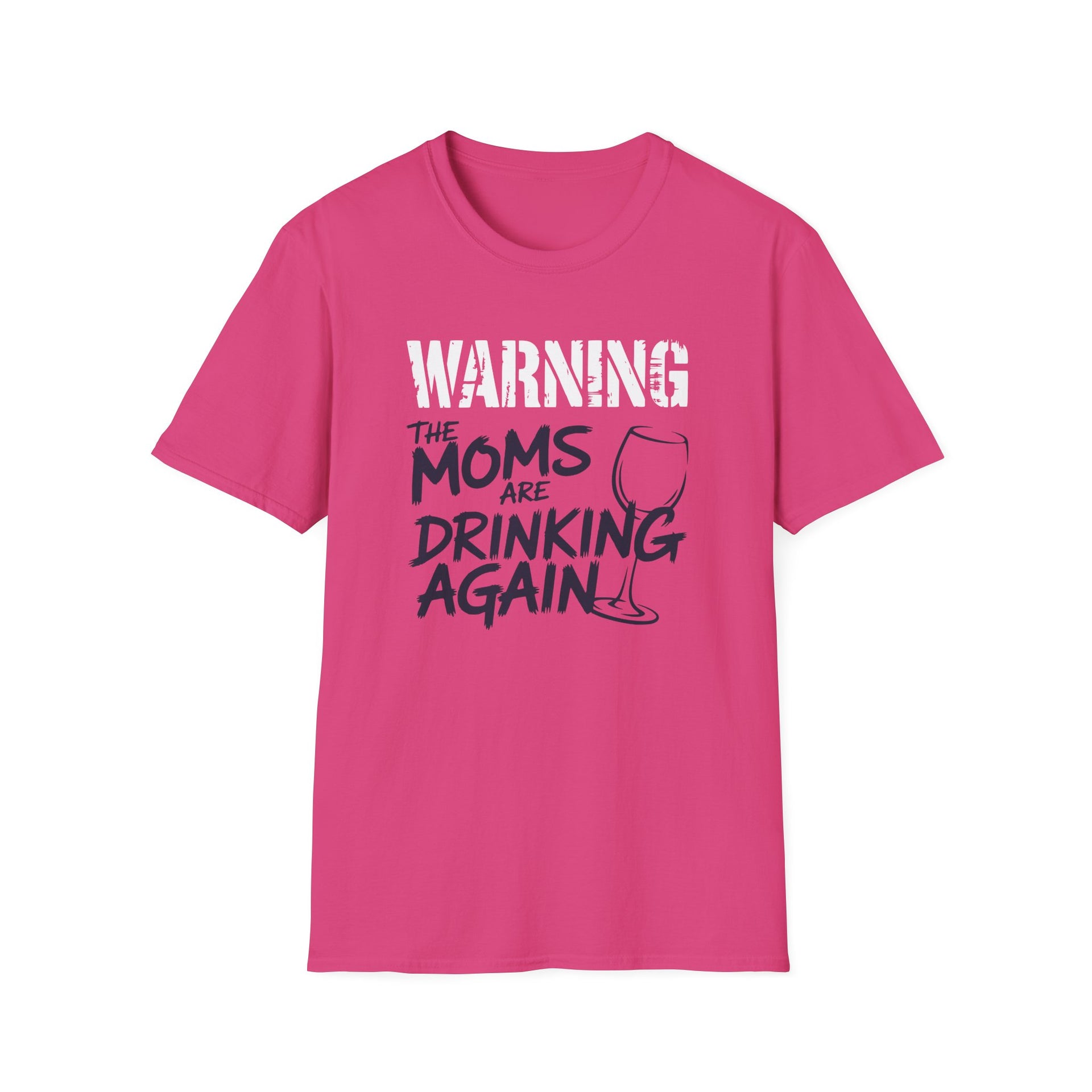 a pink t-shirt with the text 'Warning:the moms are drinking again' funny mother's day, beach trip, girls trip design