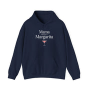 a navy hoodie with 'Mania Needs a Margarita' text and a cocktail graphic funny mother's day, girls trips, beach trips, mom life design