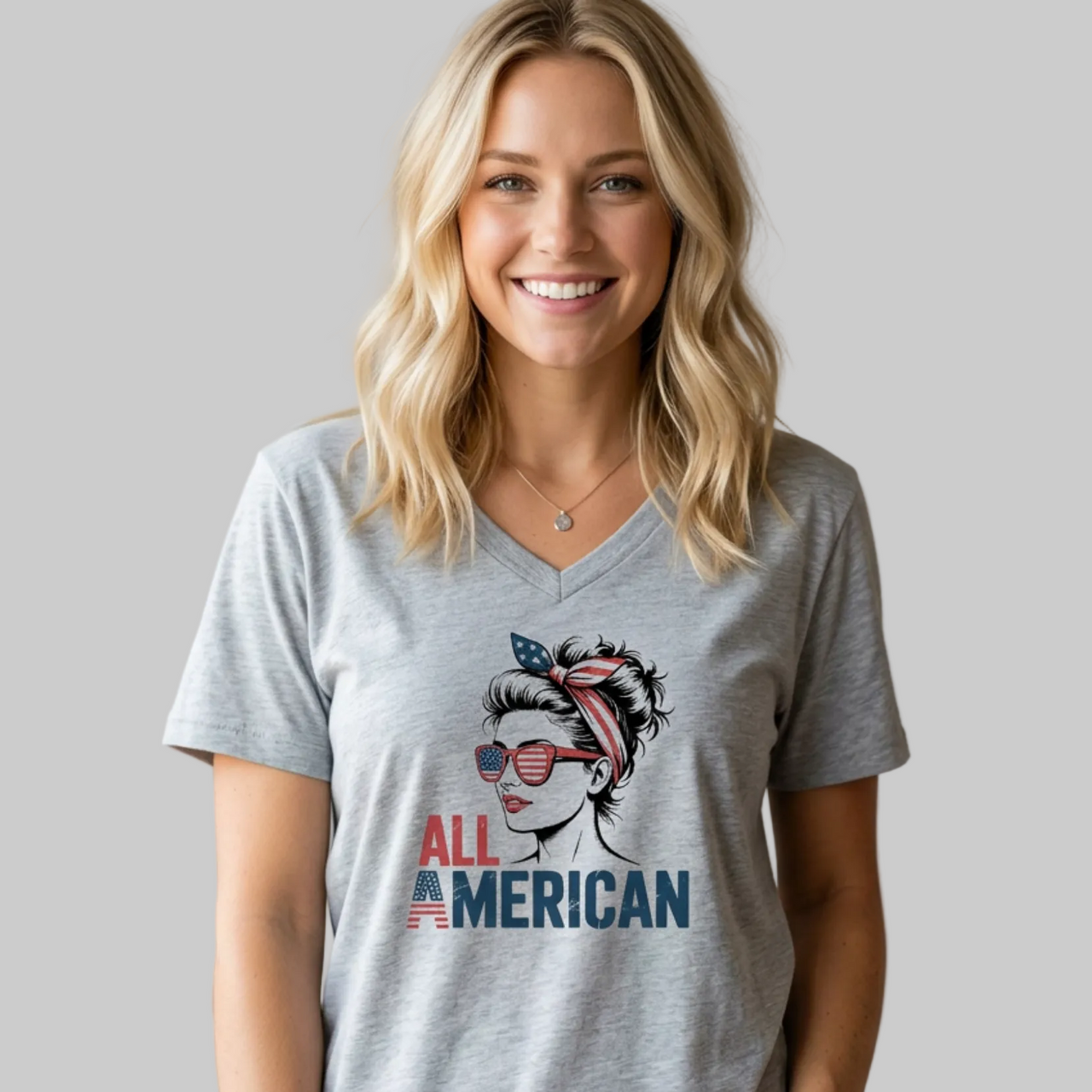 All American Women’s Patriotic V-Neck T-Shirt