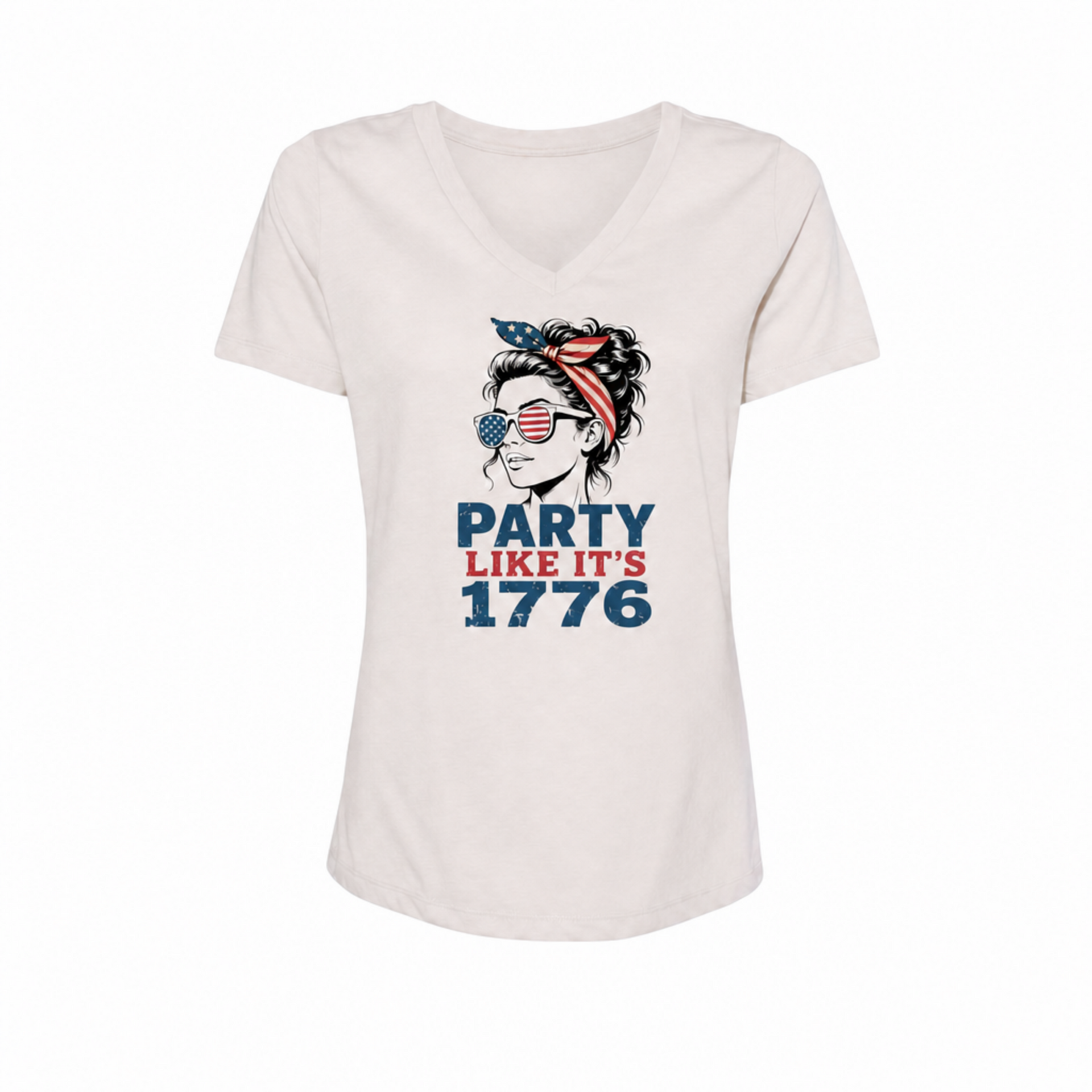 Women’s 4th of July shirt with retro patriotic girl design