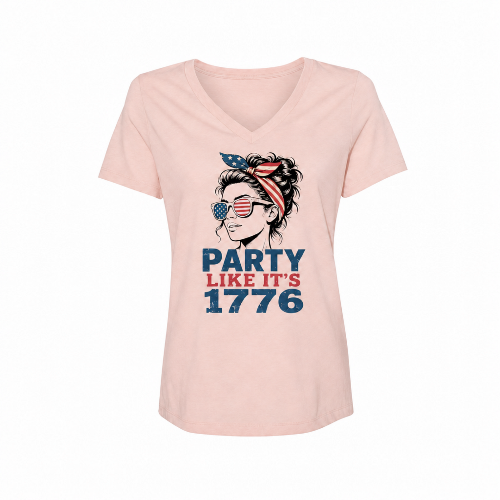Women’s 4th of July shirt with retro patriotic girl design