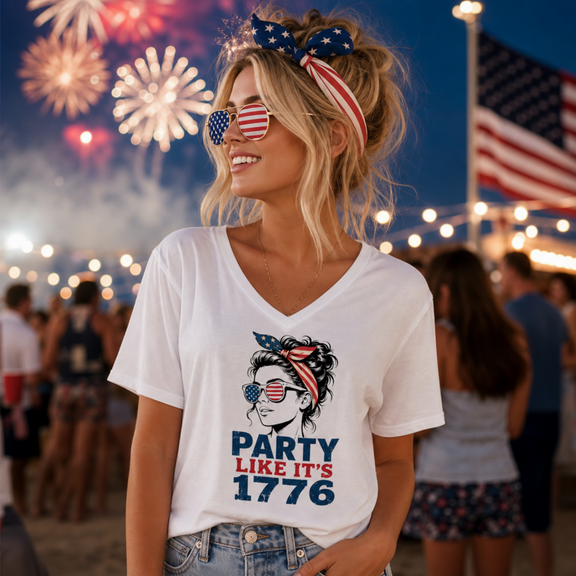 Patriotic women’s tee for Independence Day BBQs and fireworks