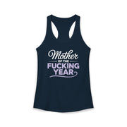a navy tank top with the phrase Mother of the F-ing year funny mother's day, mom life design