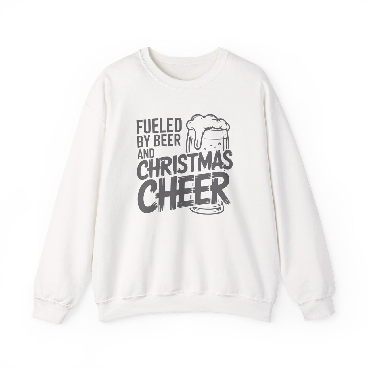 Funny Christmas Sweatshirt – Fueled by Beer and Christmas Cheer – Holiday Beer Lover Sweater