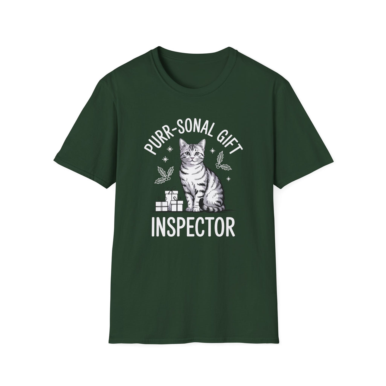 Cute Christmas T-Shirt – Purr-sonal Gift Inspector – Cat Lover Holiday Humor Tee – Men’s & Women’s Christmas Shirt
