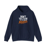 a navy hoodie with text 'Don't talk to me I've had my Mimosa' funny mother's day, mom life, girls trip design