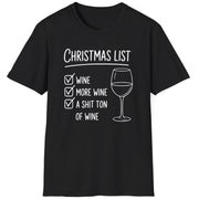 Black t-shirt wine christmas list funny christmas sweater