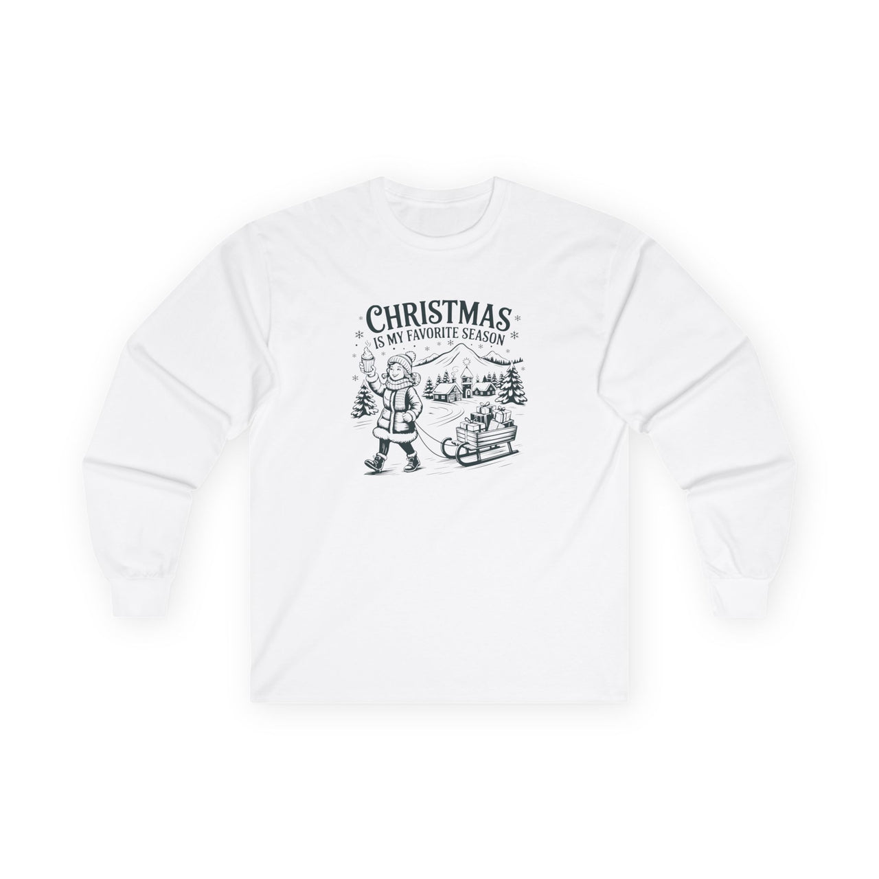 Christmas Is My Favorite Season – Vintage Winter Village Holiday Long Sleeve Tee