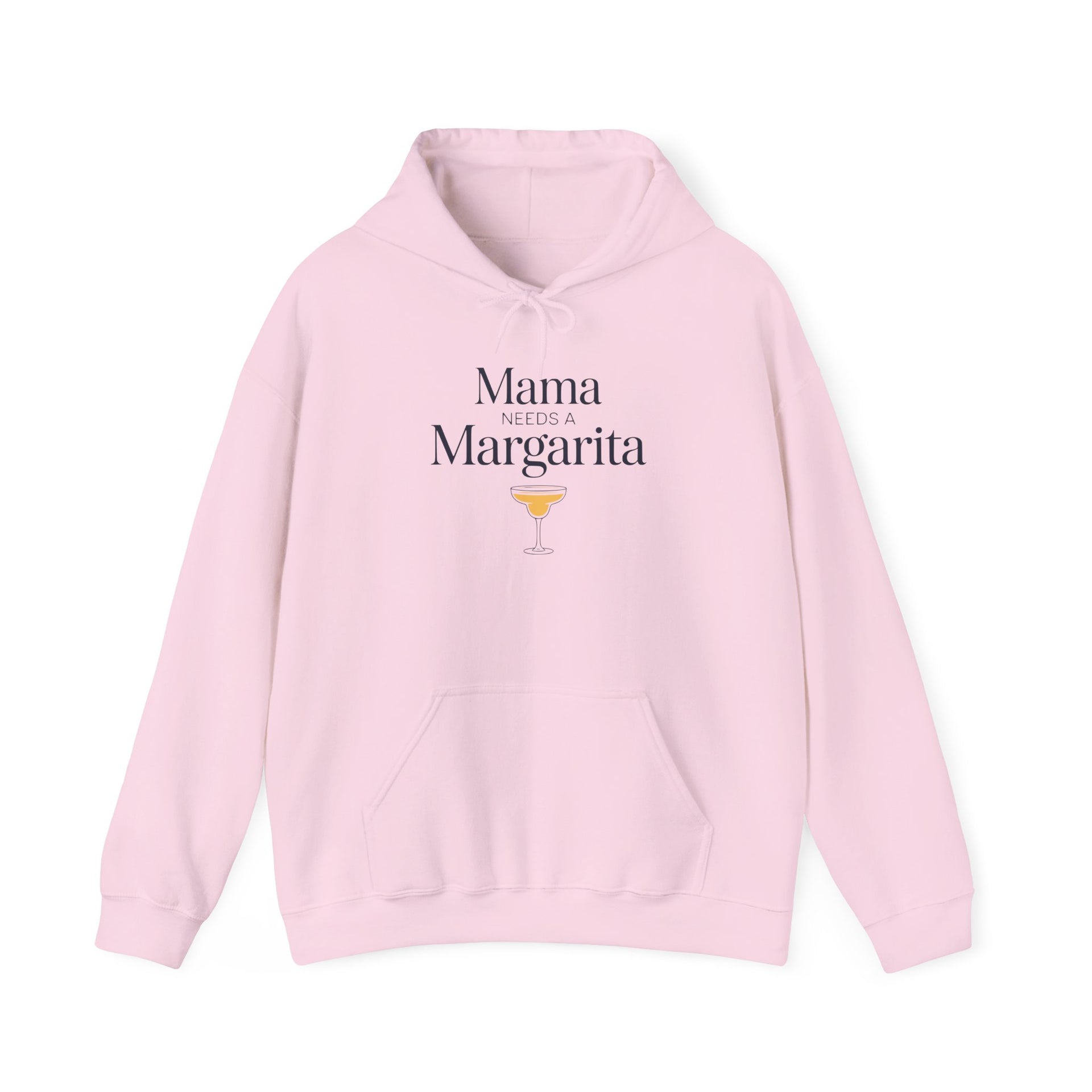 a light pink hoodie with 'Mania Needs a Margarita' text and a cocktail graphic funny mother's day, girls trips, beach trips, mom life design
