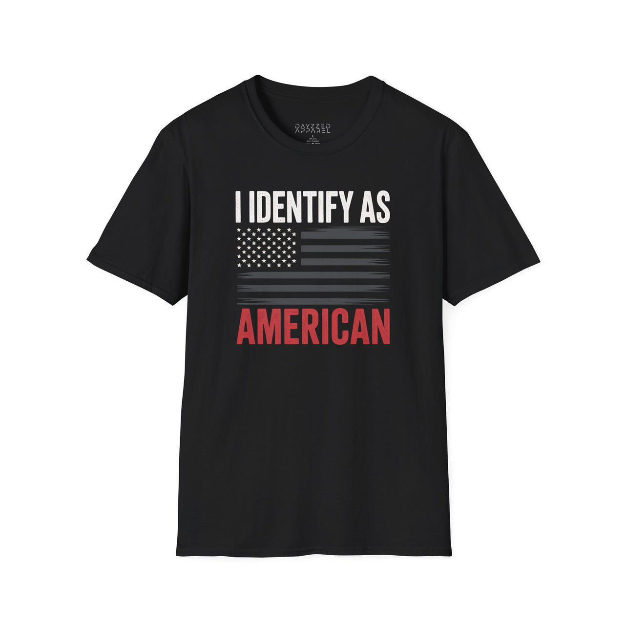 I Identify as American Patriotic Tee – Unisex Softstyle Cotton Shirt