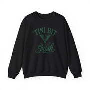 black sweatshirt with 'Tini Bit Irish' text and martini glass graphic funny st patricks day design