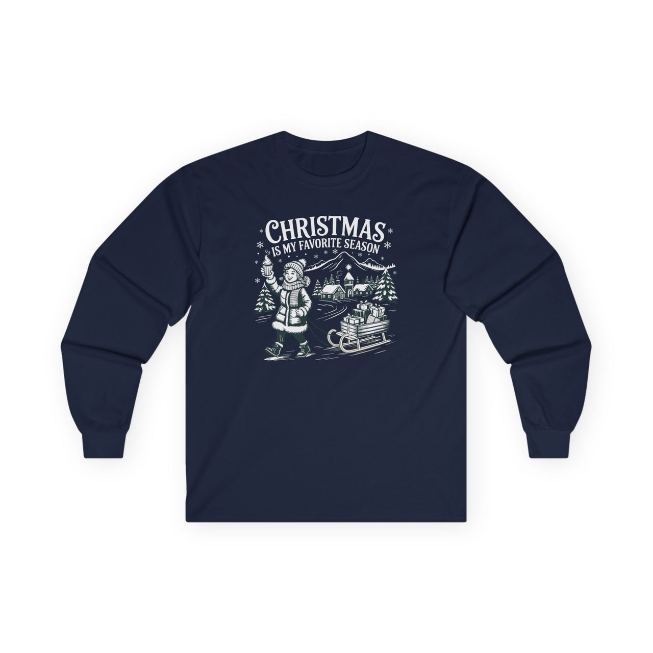 Christmas Is My Favorite Season – Vintage Winter Village Holiday Long Sleeve Tee