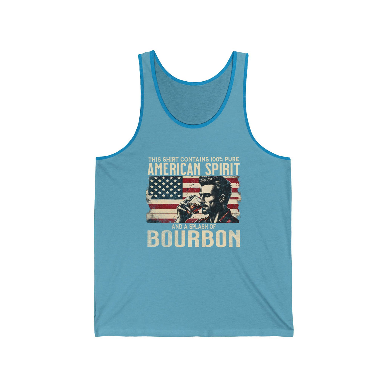4th of July – This Shirt Contains 100% American Spirit and a Splash of Bourbon – Patriotic Soft Cotton Jersey Tank Top
