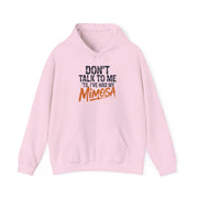 a light pink hoodie with text 'Don't talk to me I've had my Mimosa' funny mother's day, mom life, girls trip design