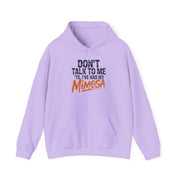 a violet hoodie with text 'Don't talk to me I've had my Mimosa' funny mother's day, mom life, girls trip design