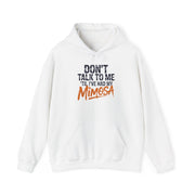 a white hoodie with text 'Don't talk to me I've had my Mimosa' funny mother's day, mom life, girls trip design