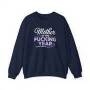 a navy blue sweatshirt with the text 'Mother of the F'ing Year' funny mother's day, girls trip, mom life design