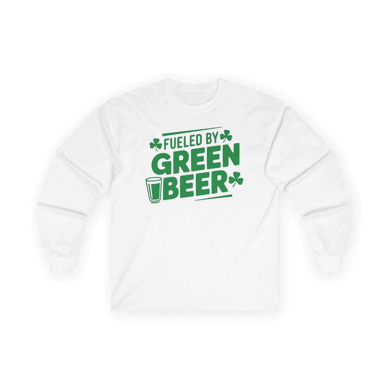 St. Patrick's Day Long Sleeve Shirt | Fueled by Green Beer | Funny Irish Drinking Tee | Festive St. Paddy’s Shirt