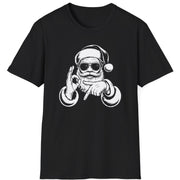 Funny 67 Meme Christmas Short Sleeve Shirt with Santa making the 67 hand Gesture - Black