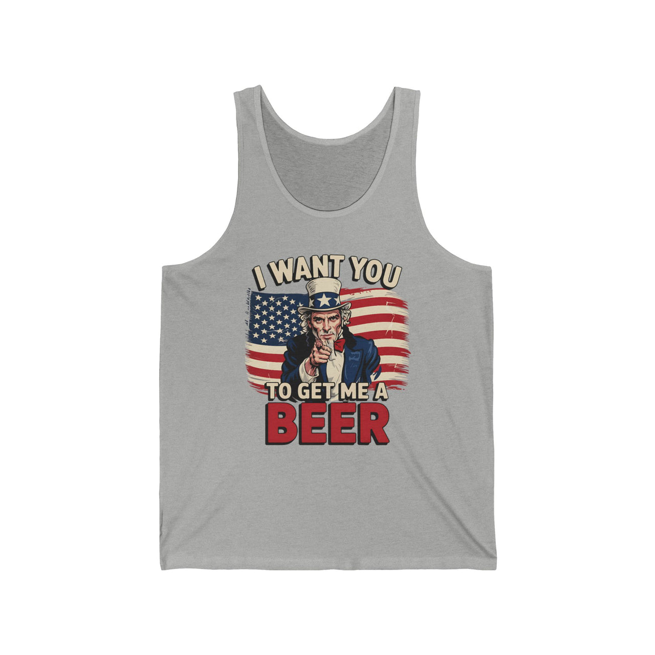 4th of July – I Want You to Get Me a Beer – Patriotic Soft Cotton Jersey Tank Top