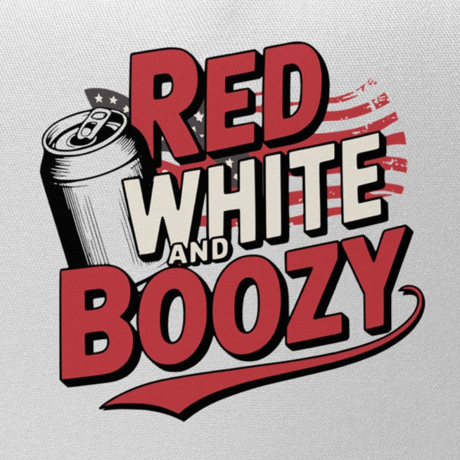 4th of July – Red, White, and Boozy – Patriotic Flat Bill Trucker Hat