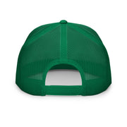 green and white flat bill trucker hat  with the text "Irish Goodbye Specialist" funny St Patricks Day design