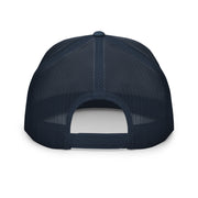 a navy premium flat bill trucker hat with 'Your Dad is My Cardio' text funny spring break, summer vacation, girls trip, lake days, bachelorette trip design