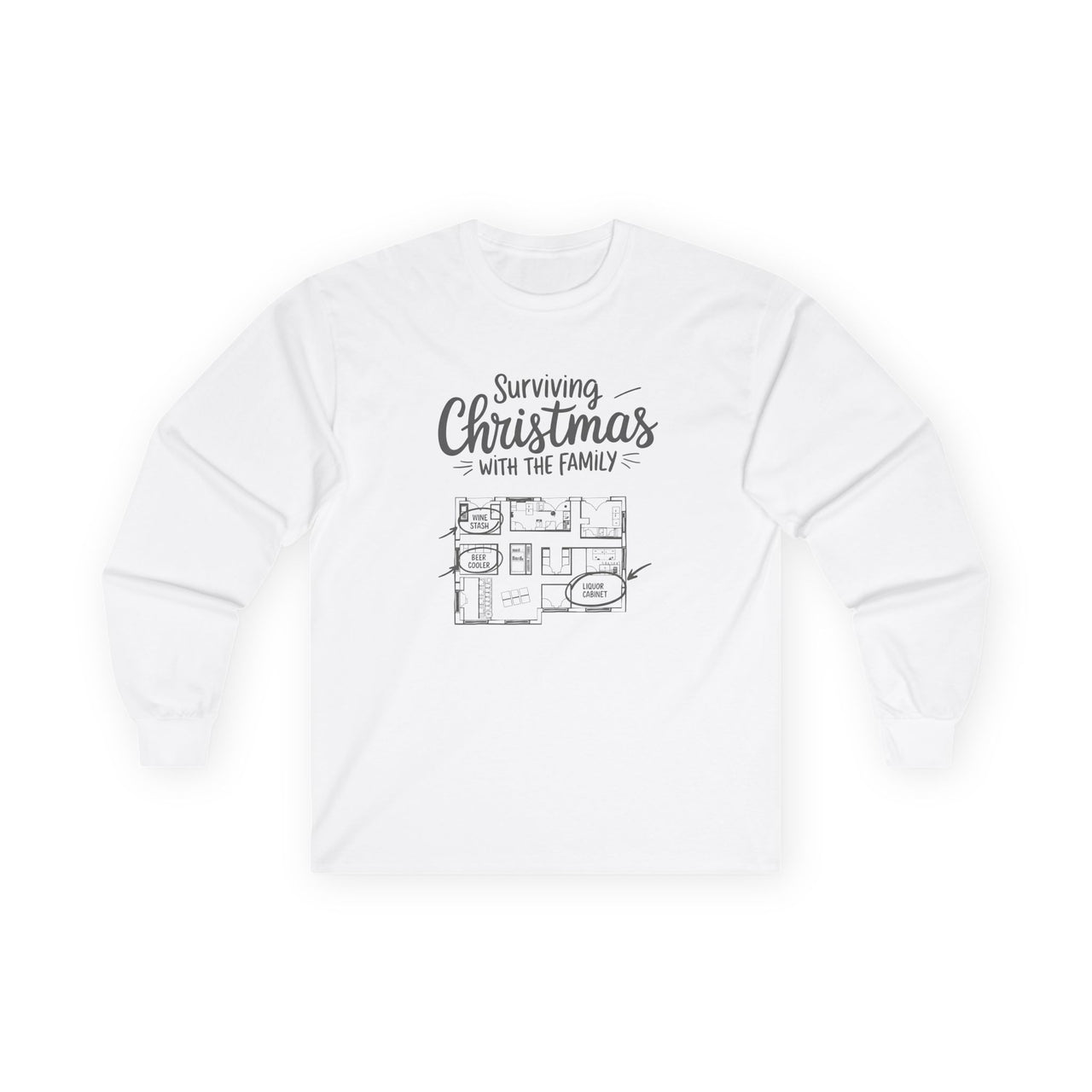 Surviving Christmas With the Family Long Sleeve Tee — Funny Holiday Graphic Shirt
