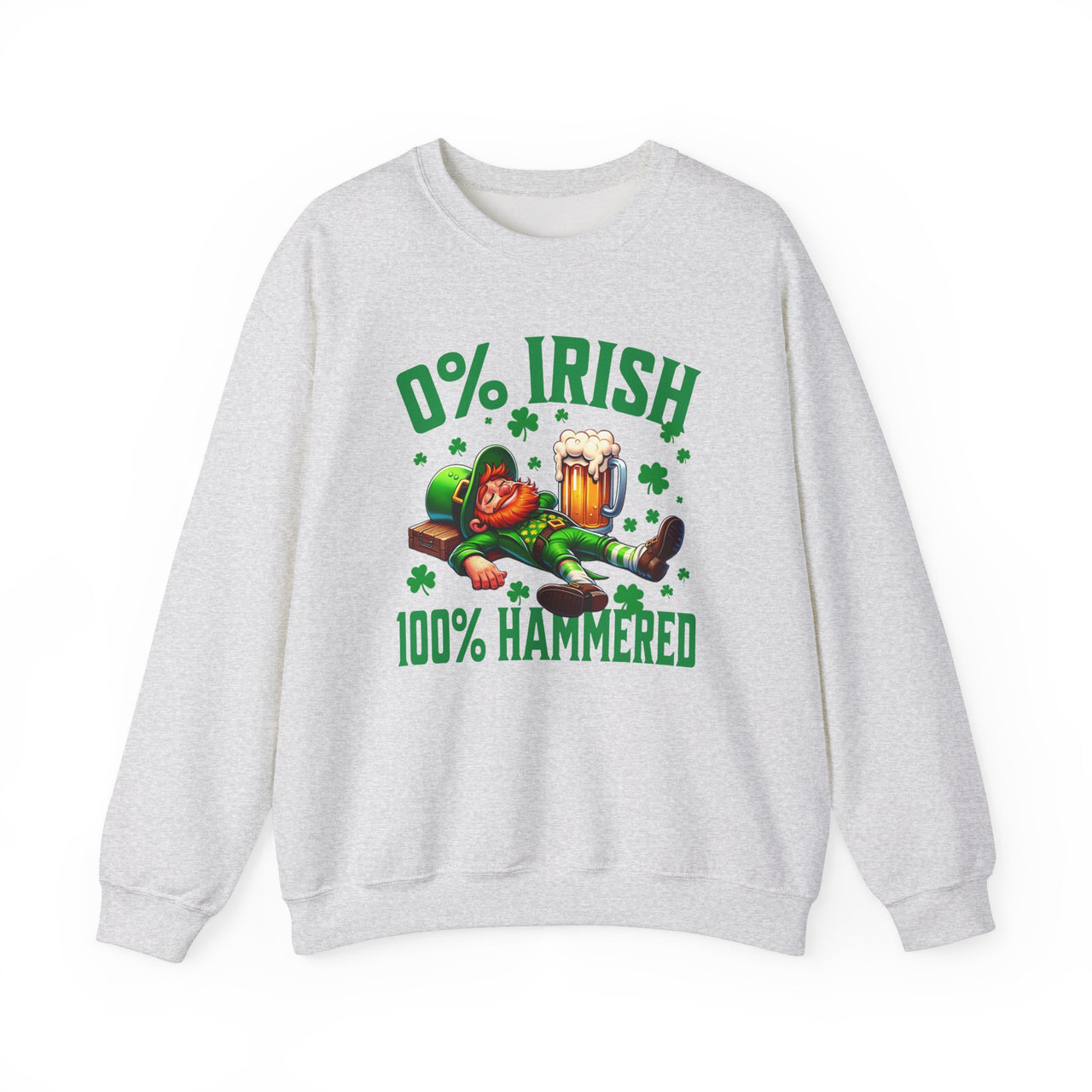 St. Patrick's Day Sweatshirt | 0% Irish 100% Hammered | Unisex Cozy Top for Celebrations, Casual Wear, Gift for Beer Lovers,