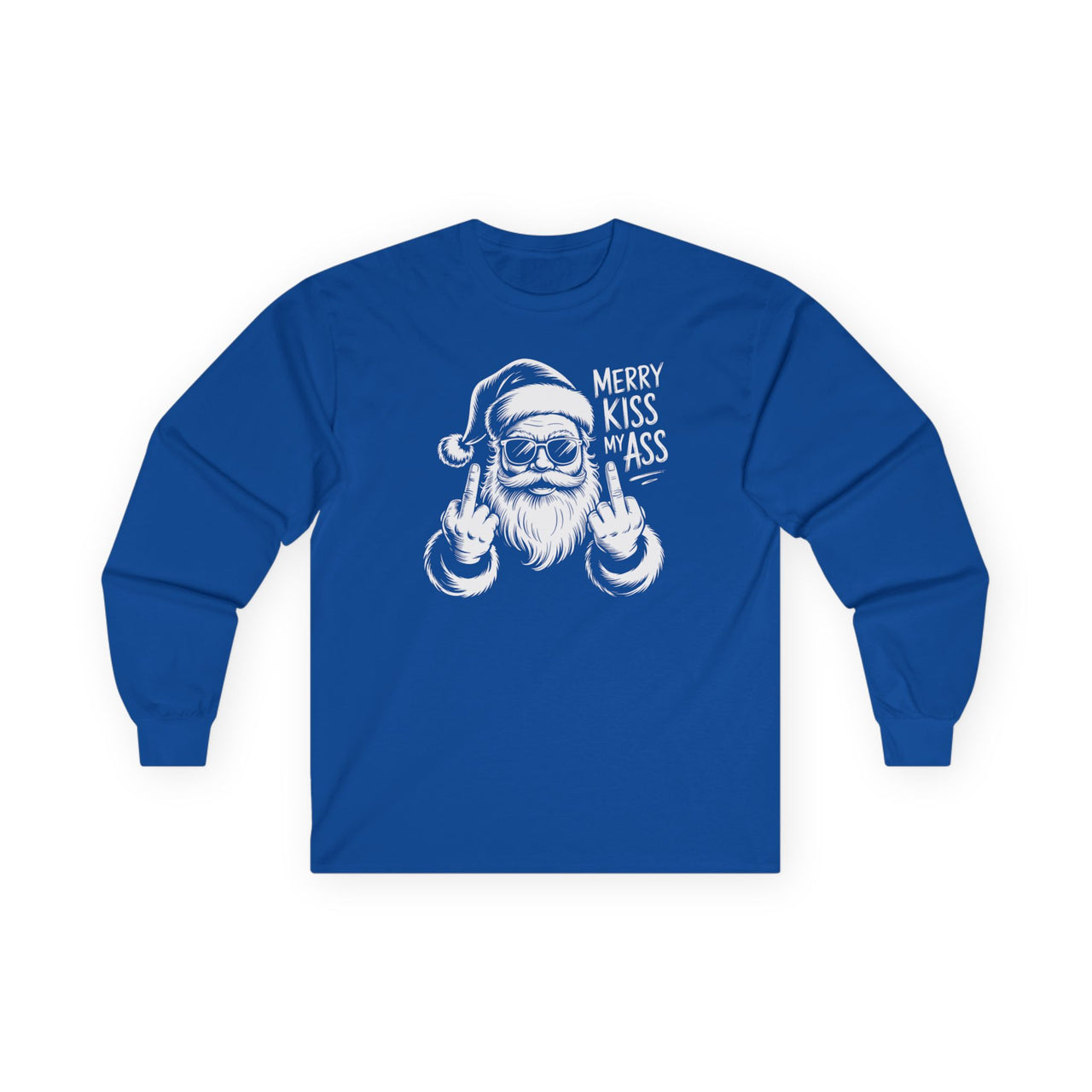 Merry Kiss My Ass – Funny Santa Christmas Long Sleeve Tee