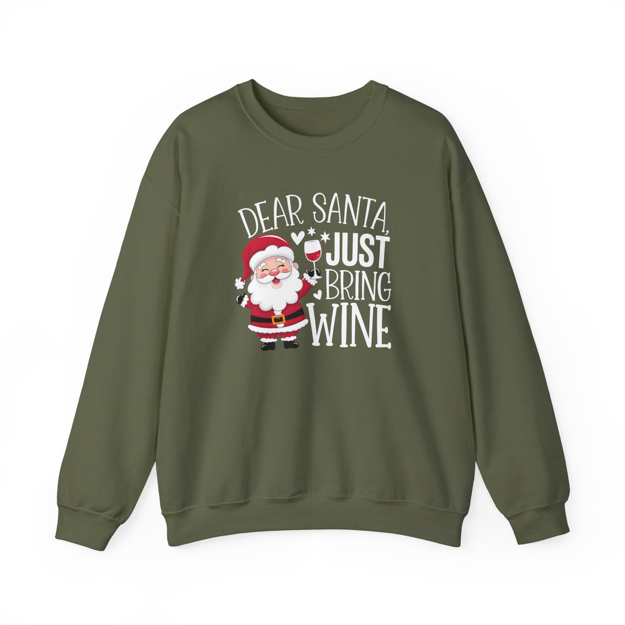 Wine Lover Christmas Sweatshirt – Dear Santa Just Bring Wine – Women’s Holiday Wine Humor – Cozy Winter Crewneck