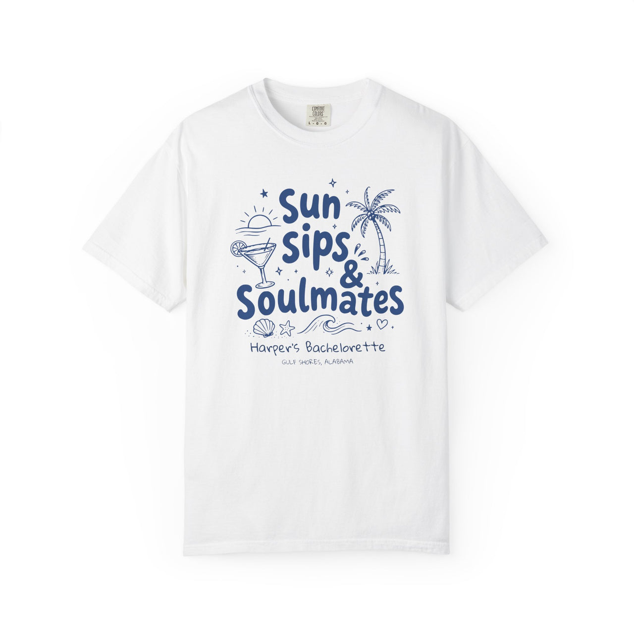 Comfort Colors Sun Sips & Soulmates Bachelorette Personalized Beach Shirt