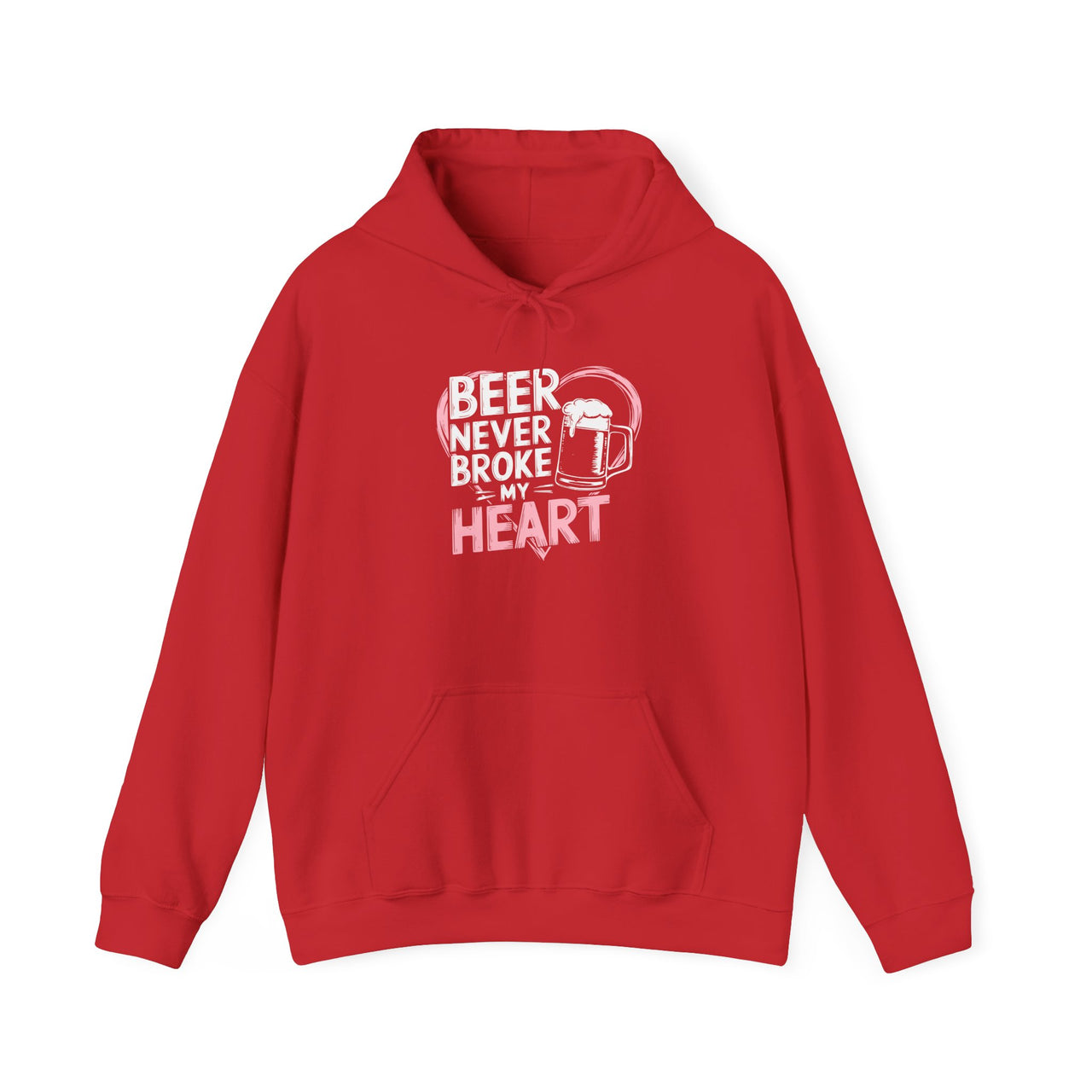 Beer Never Broke My Heart Funny Hoodie - Beer Lover Valentine’s Day Pullover, Perfect Gift for Him or Her