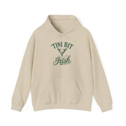 beige hoodie with 'Tini Bit Irish' and martini glass funny st patricks day hoodie