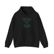 black hoodie with 'Tini Bit Irish' and martini glass funny st patricks day hoodie