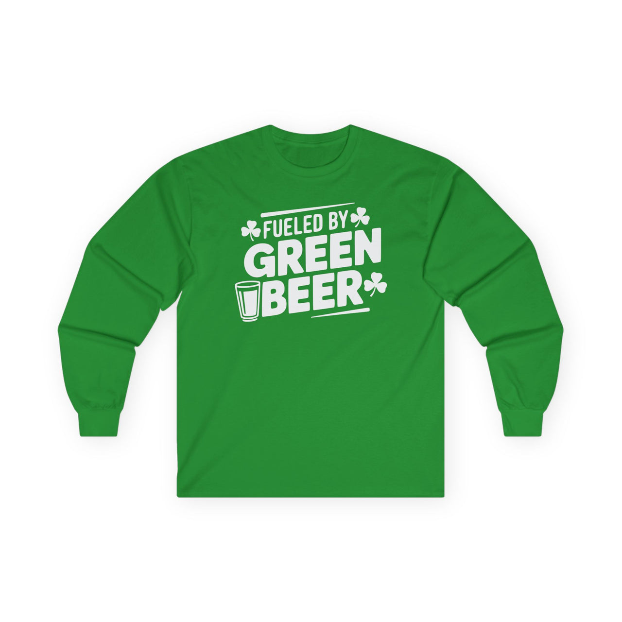 St. Patrick's Day Long Sleeve Shirt | Fueled by Green Beer | Funny Irish Drinking Tee | Festive St. Paddy’s Shirt