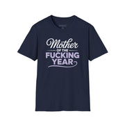 a navy premium soft-style t-shirt with the phrase mother of the f-ing year funny mother's day, mom life design