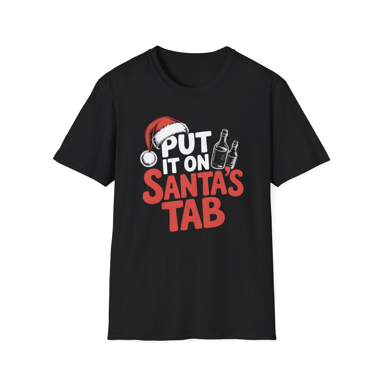 Funny Christmas T-Shirt – Put It On Santa’s Tab – Holiday Drinking Humor Tee – Men’s & Women’s Christmas Shirt