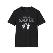 a black t-shirt with 'it's 5 o'clock SOMEWHERE' text funny day drinking, spring break, summer acation, guys trip or girls trip design