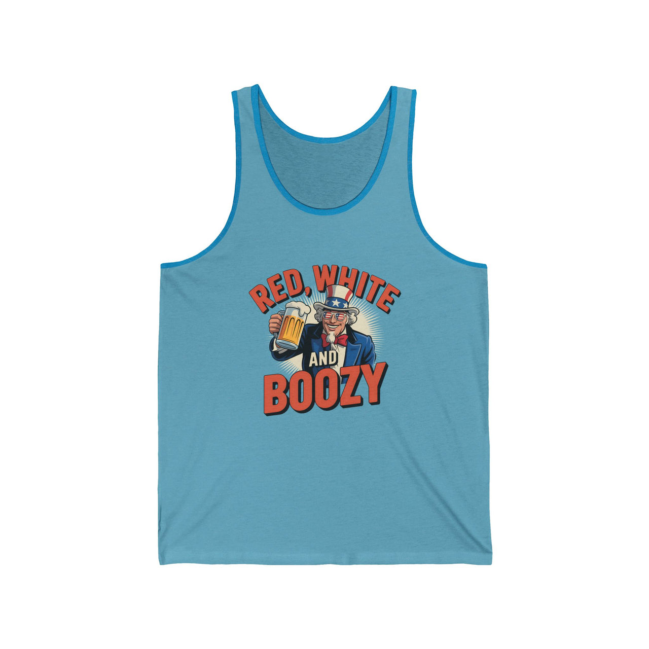 4th of July – Red, White, and Boozy – Patriotic Soft Cotton Jersey Tank Top