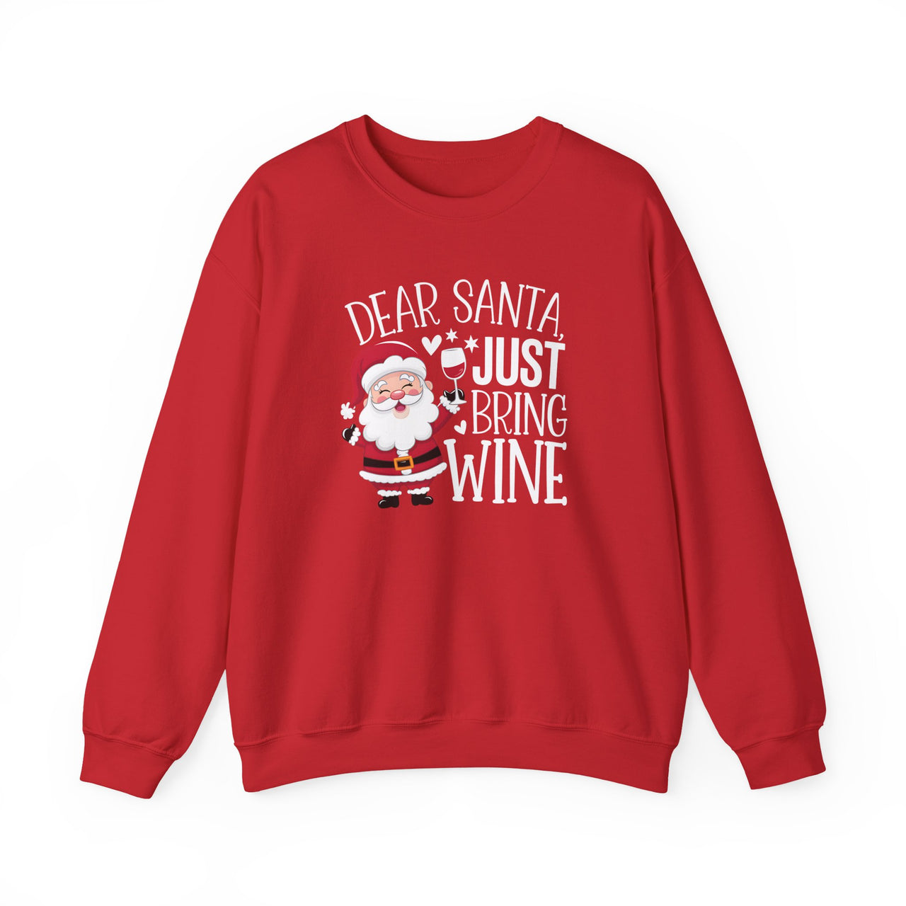 Wine Lover Christmas Sweatshirt – Dear Santa Just Bring Wine – Women’s Holiday Wine Humor – Cozy Winter Crewneck