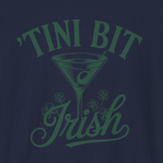 navy t-shirt with 'Tini Bit Irish' graphic design funny st patricks day design