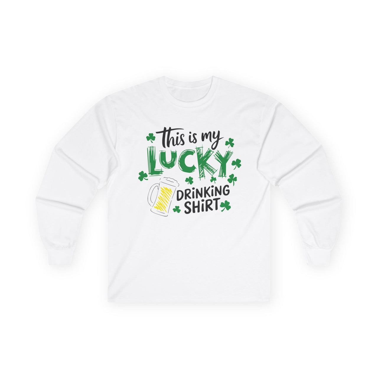 St. Patrick's Day Lucky Drinking Tee, Unisex Long Sleeve Shirt, Beer Shirt, Party Top, Holiday Shirt, Fun Gift