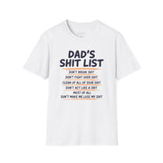 a white t-shirt funny dad's shit list father's day design