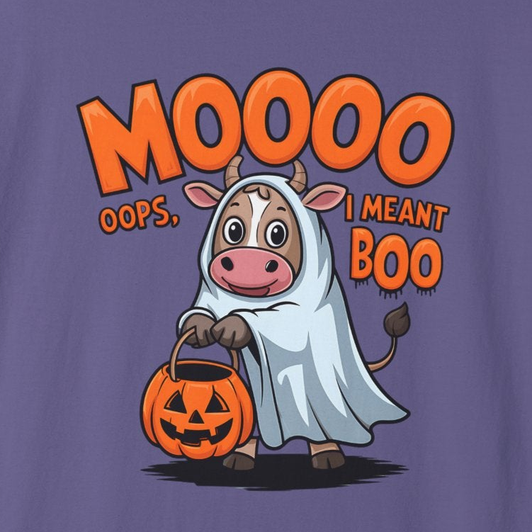 Comfort Colors Moooo Oops I Meant Boo Cow Halloween Shirt