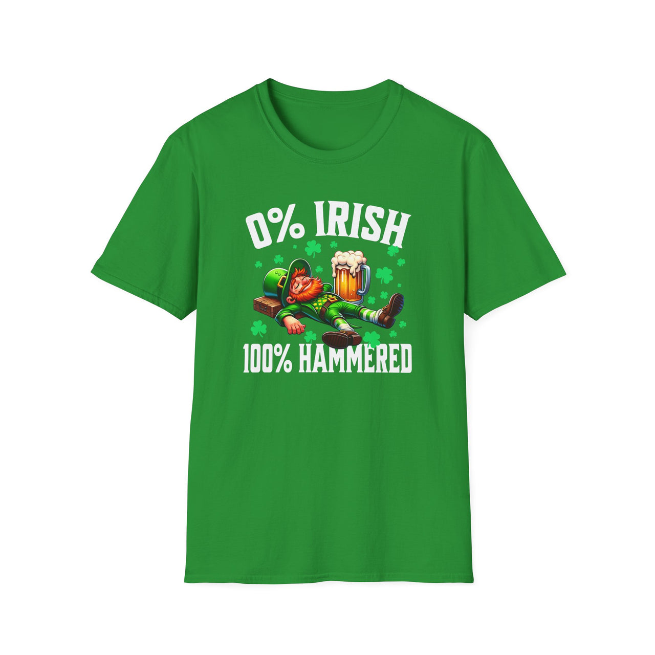 St. Patrick's Day Tee | 0% Irish 100% Hammered | Unisex Top for Celebrations, Casual Wear, Gift for Beer Lovers,