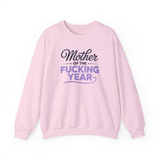 a pink sweatshirt with the text 'Mother of the F'ing Year' funny mother's day, girls trip, mom life design