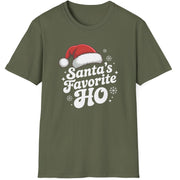 Greengraphic t-shirt with the phrase Santa's Favorite HO funny christmas sweater