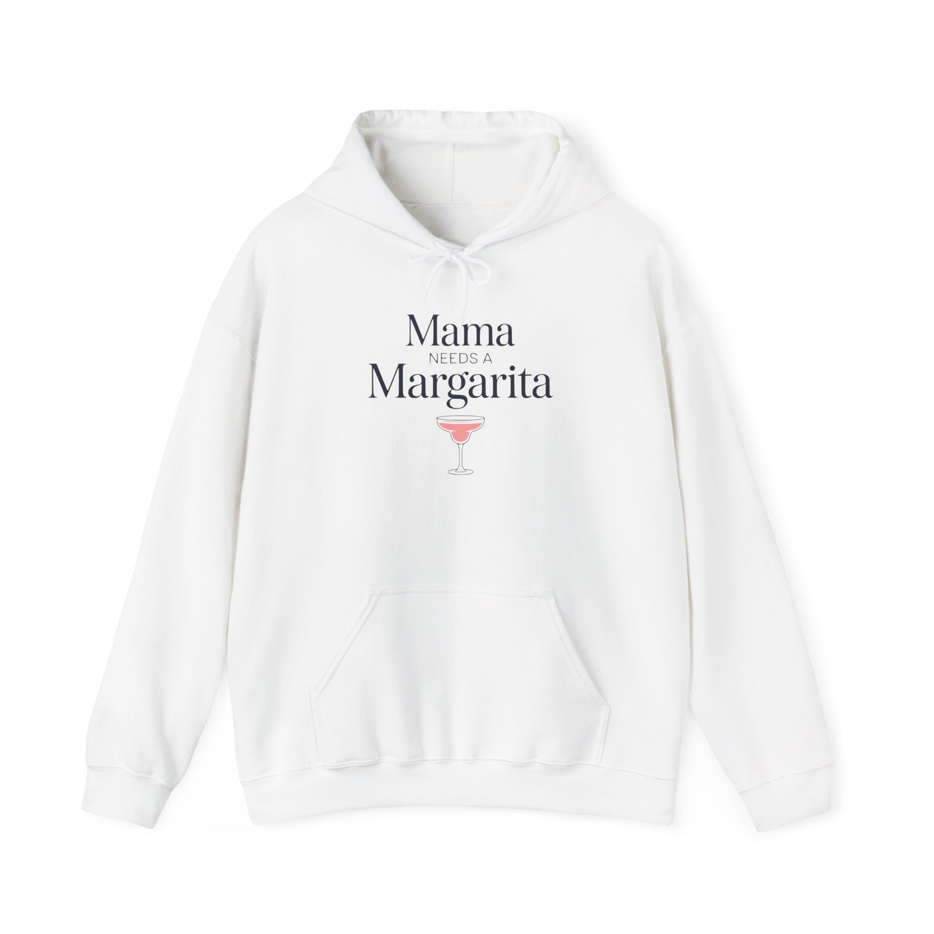 a white hoodie with 'Mania Needs a Margarita' text and a cocktail graphic funny mother's day, girls trips, beach trips, mom life design